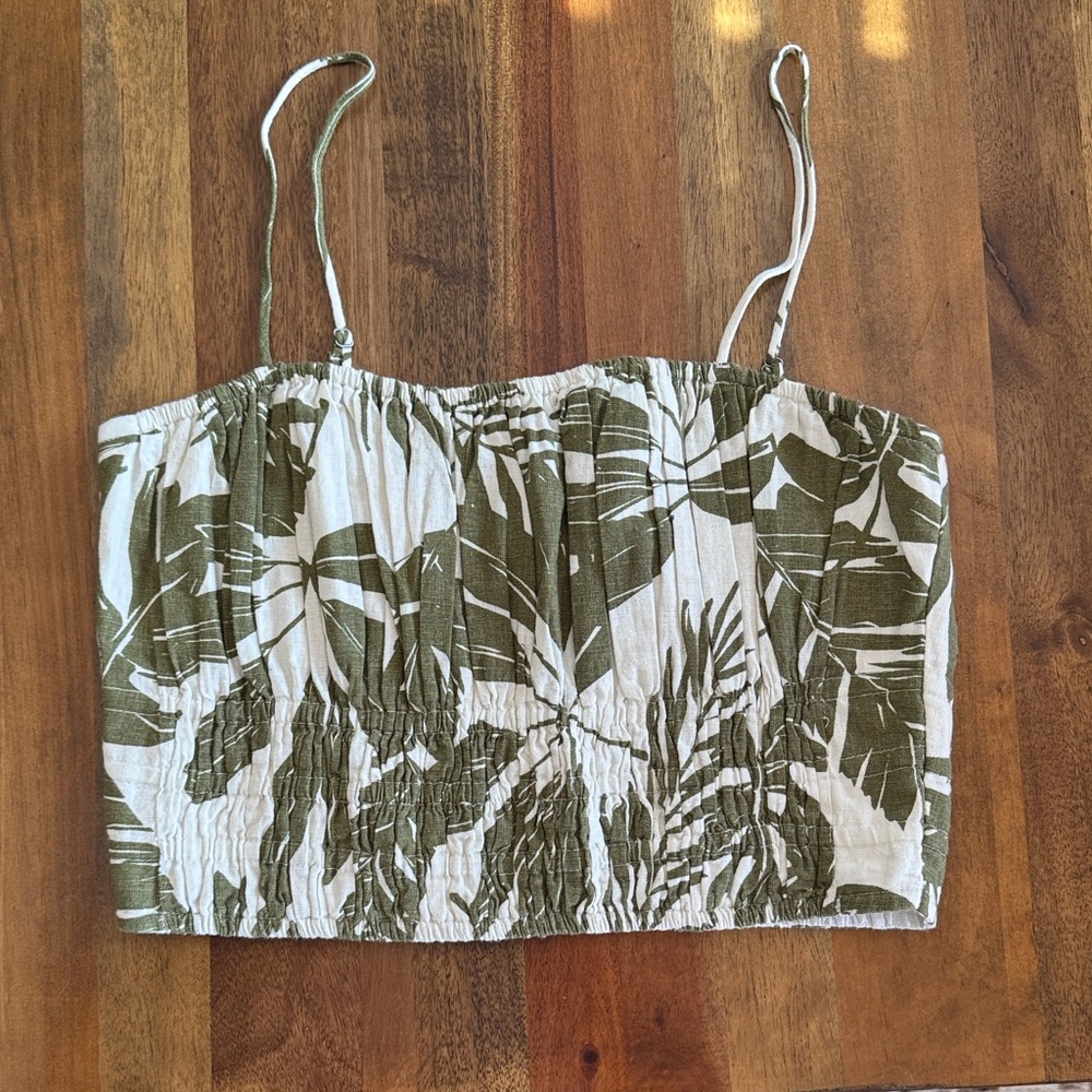 A&F Linen Leaf Print Women's Top